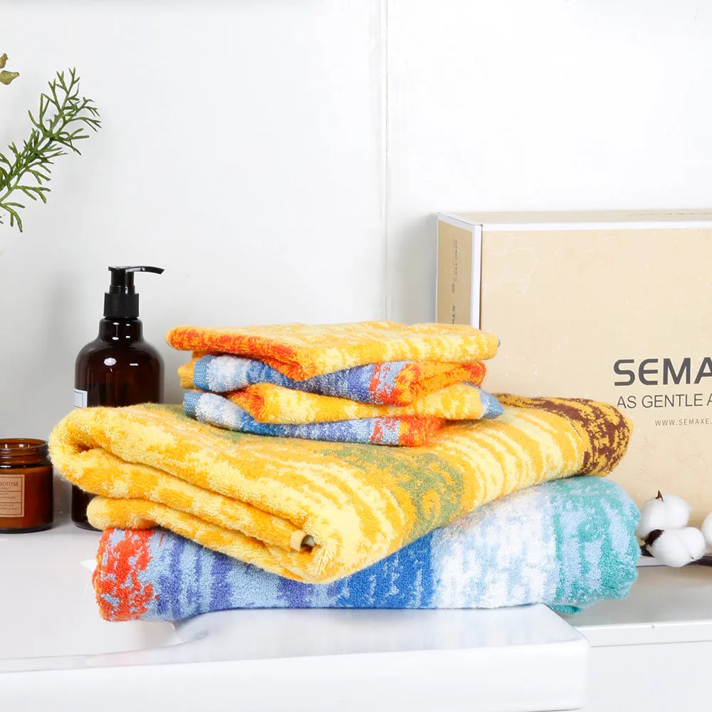 12-piece Combed Cotton Hand Towel Set with Artistic Pattern, Hanging Loop & Lifecycle Label