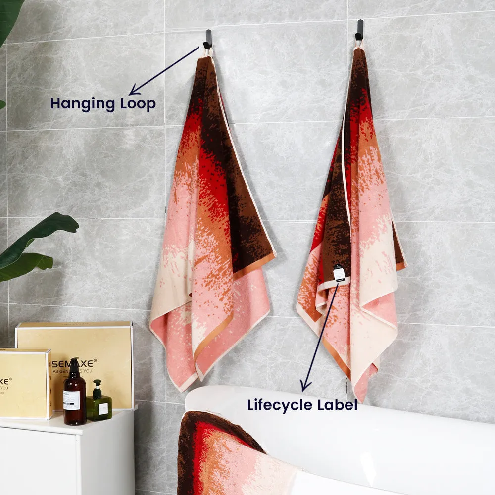 12-piece Combed Cotton Hand Towel Set with Artistic Pattern, Hanging Loop & Lifecycle Label