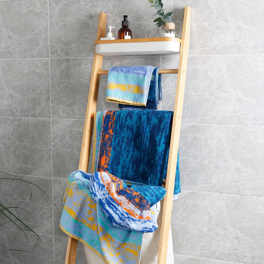 12-piece Combed Cotton Hand Towel Set with Artistic Pattern, Hanging Loop & Lifecycle Label