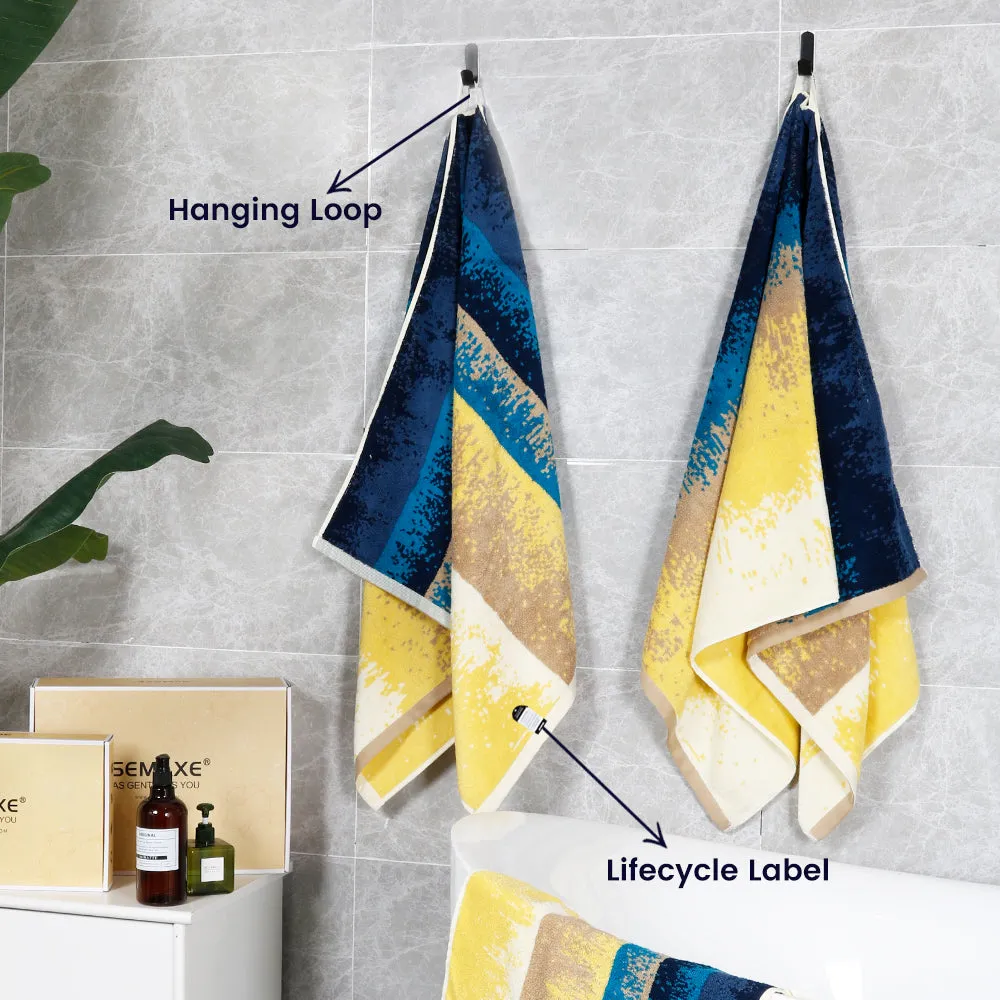 12-piece Combed Cotton Hand Towel Set with Artistic Pattern, Hanging Loop & Lifecycle Label