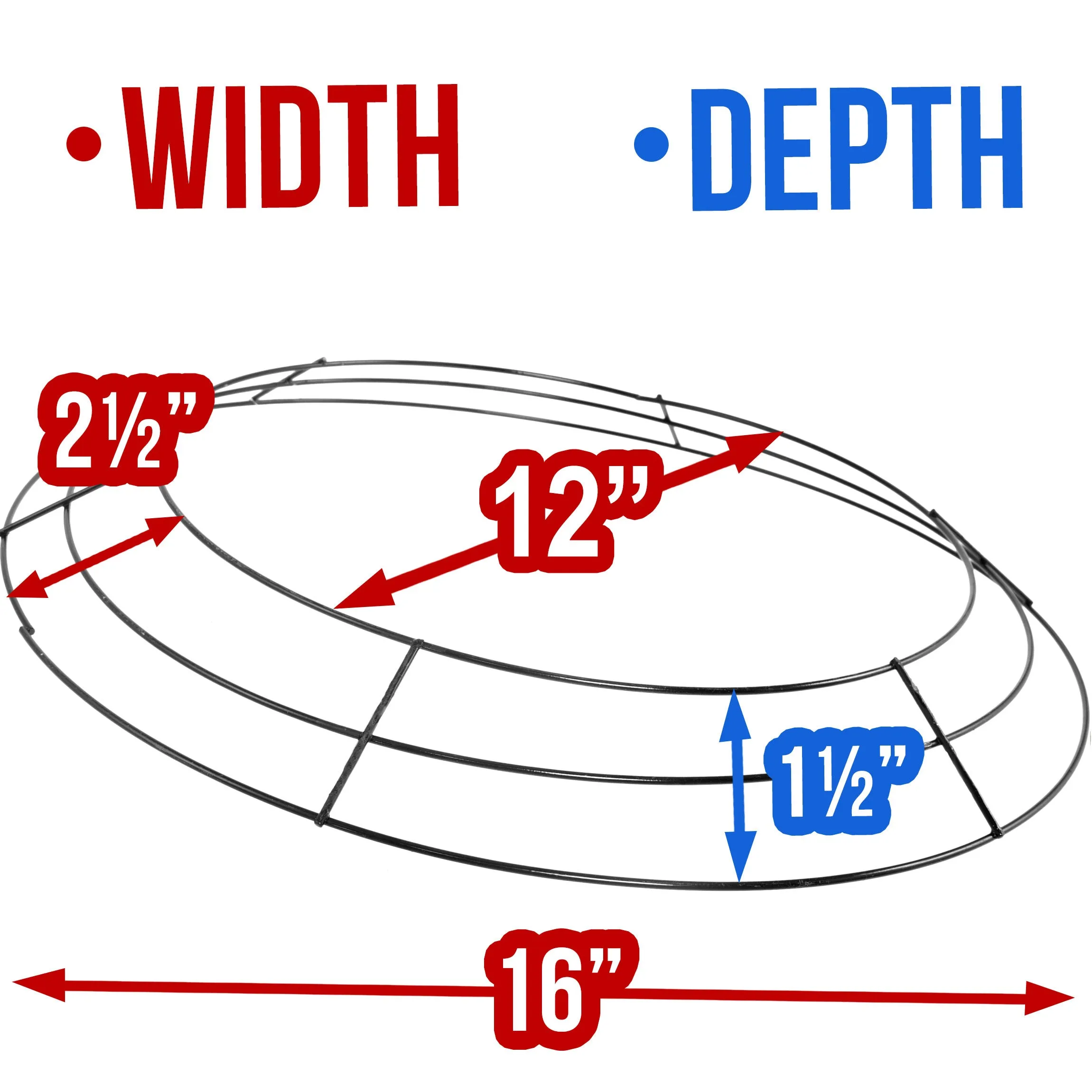 16" Wire Wreath Frame: 3-Wire Black