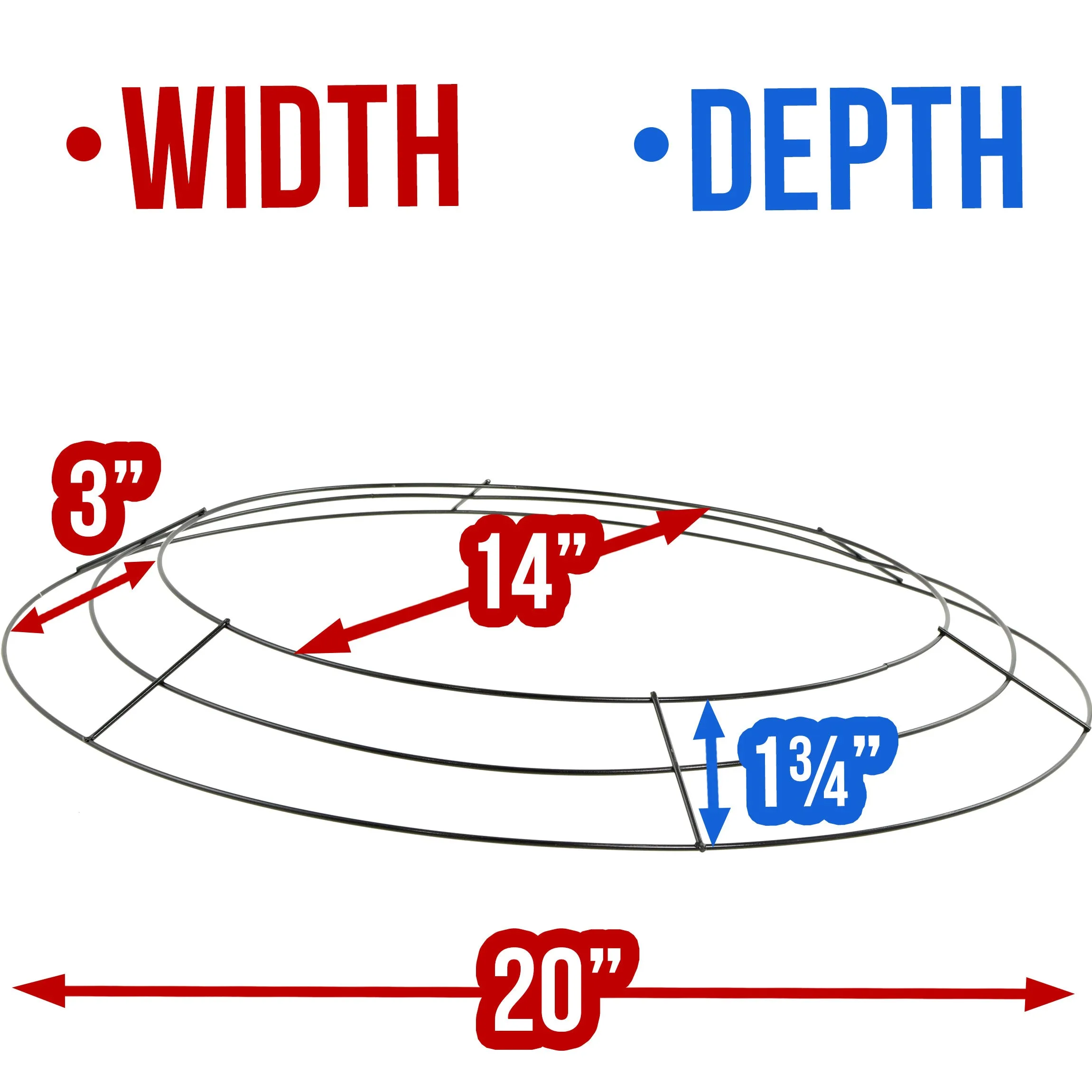 20-inch Wire Wreath Form: 3-Wire Black