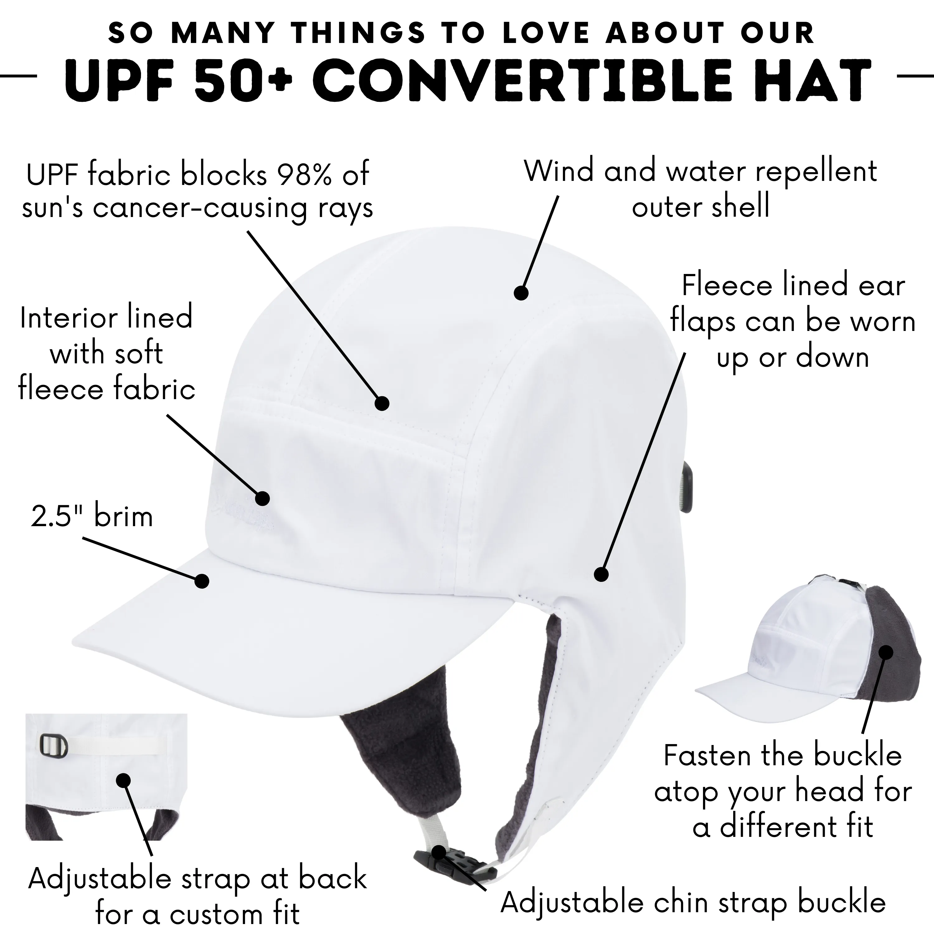 Adult Arctic Chill Winter Convertible Sun Hat | Aqua