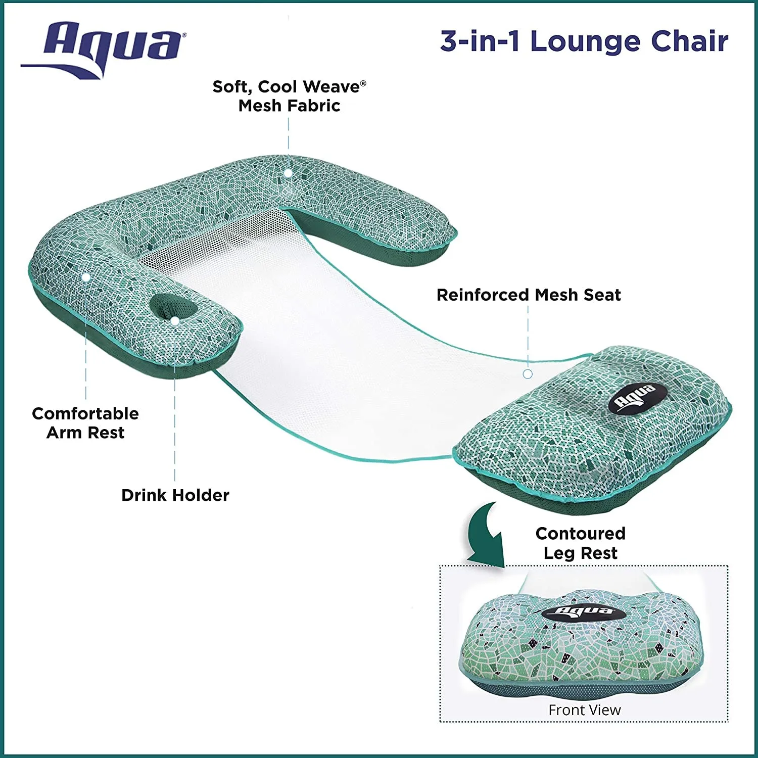 Aqua Mosaic AZL17010 3 in 1 Inflatable Pool Float Lounge Chair (Open Box)