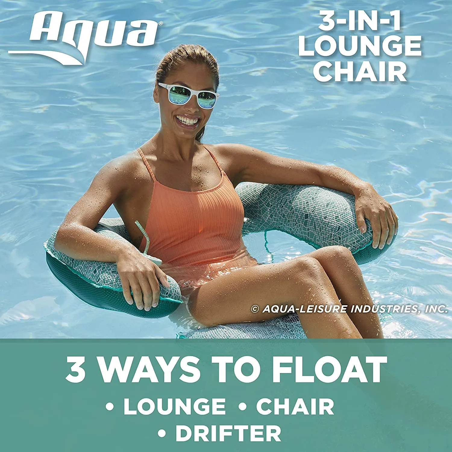 Aqua Mosaic AZL17010 3 in 1 Inflatable Pool Float Lounge Chair (Open Box)