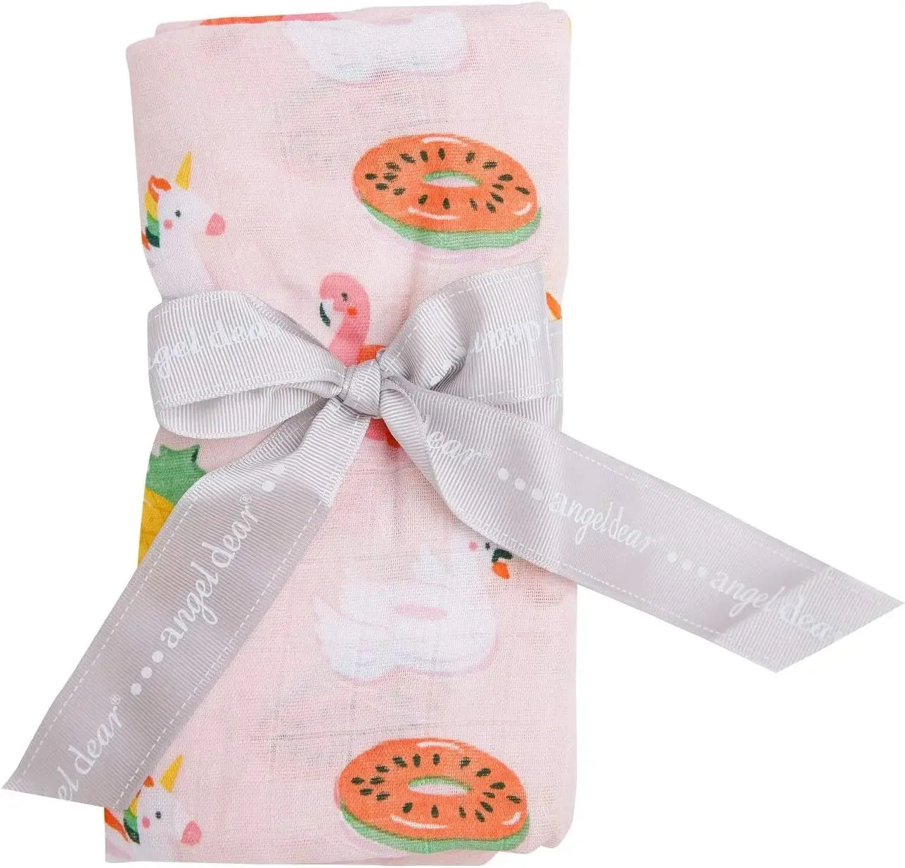 Bamboo Muslin Swaddle Blanket - Pink Floaties | Angel Dear