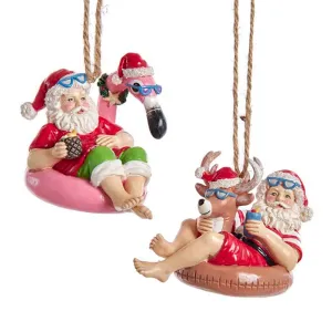 Beach Santa on Float Ornament