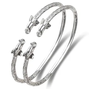 Better Jewelry Elephant .925 Sterling Silver West Indian Bangles, 1 pair