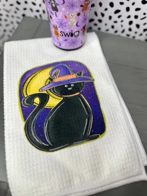 Black Halloween Cat Towel