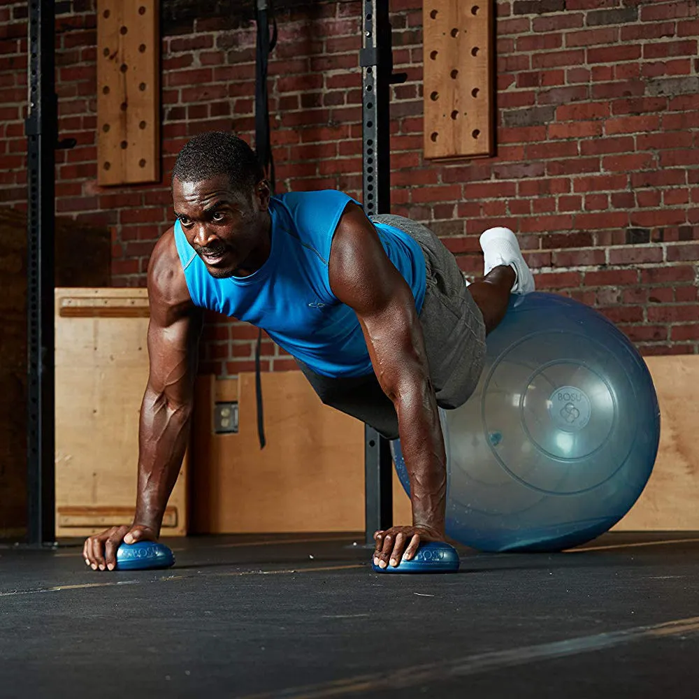 Bosu 6.5-Inch Diameter Dynamic Home Workout Balance Pods, Grey and Blue (4 Pack)