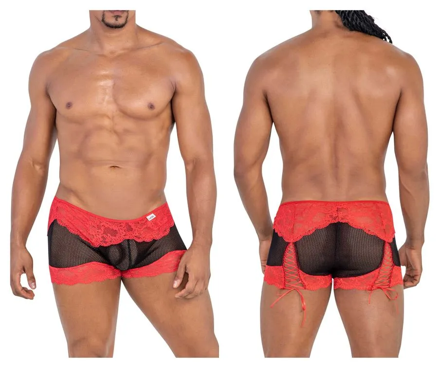 CandyMan 99779 Mesh Lace Trunks Color Black-Red