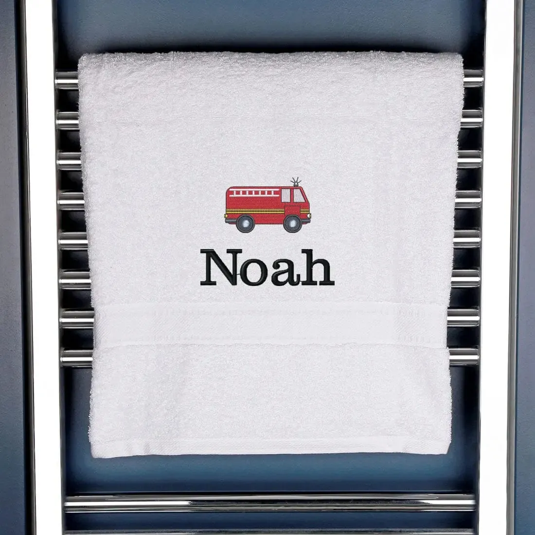 Children's Personalised Fire Engine Bath Towel