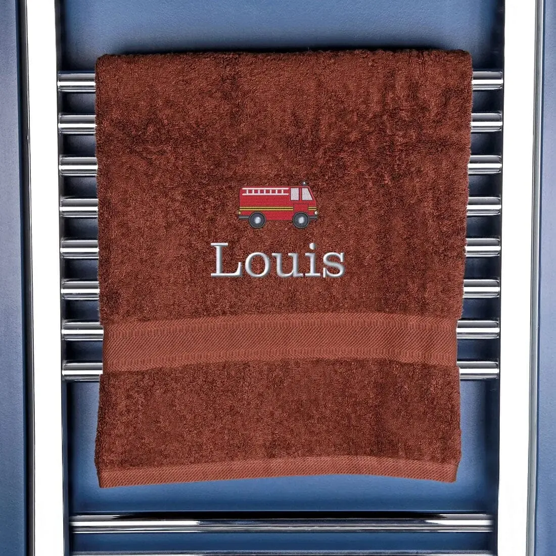 Children's Personalised Fire Engine Bath Towel