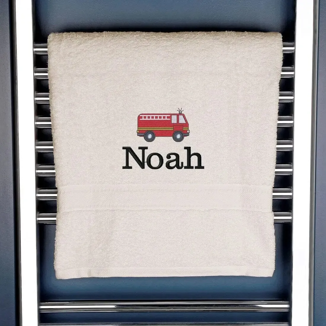 Children's Personalised Fire Engine Bath Towel