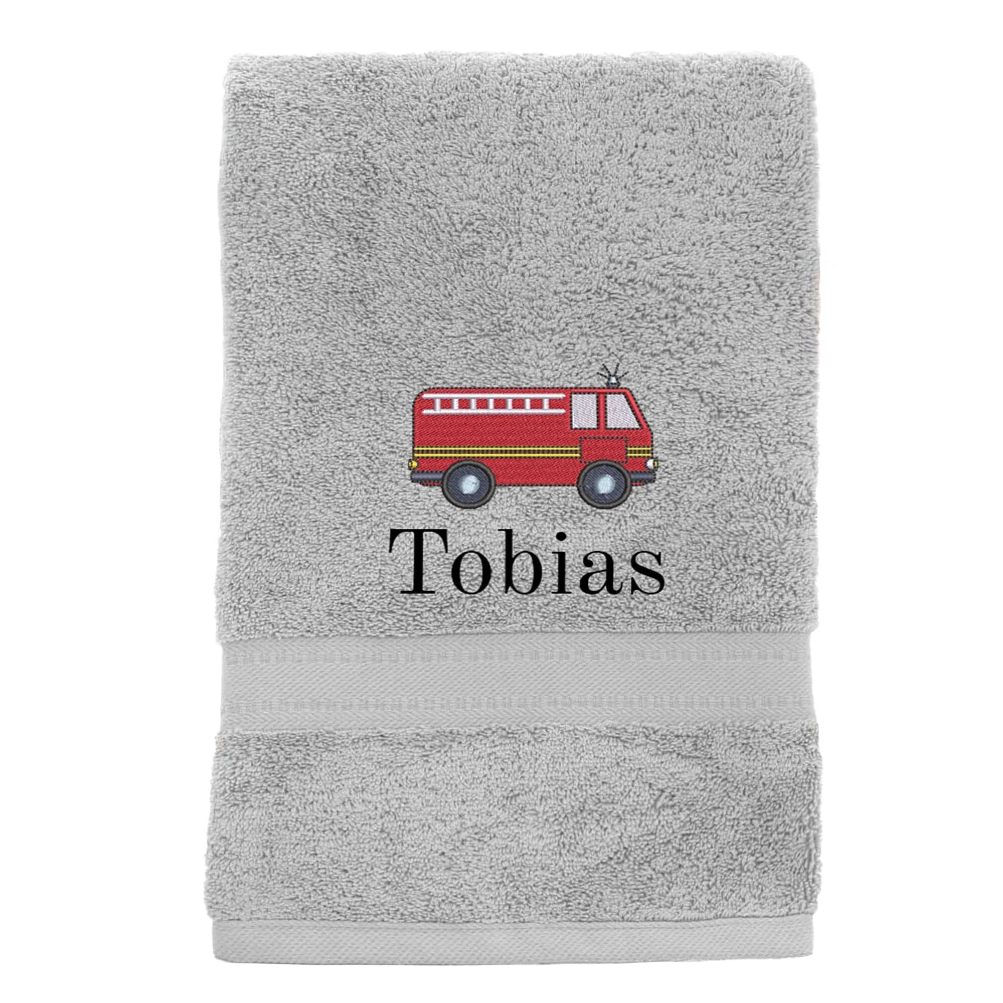 Children's Personalised Fire Engine Bath Towel