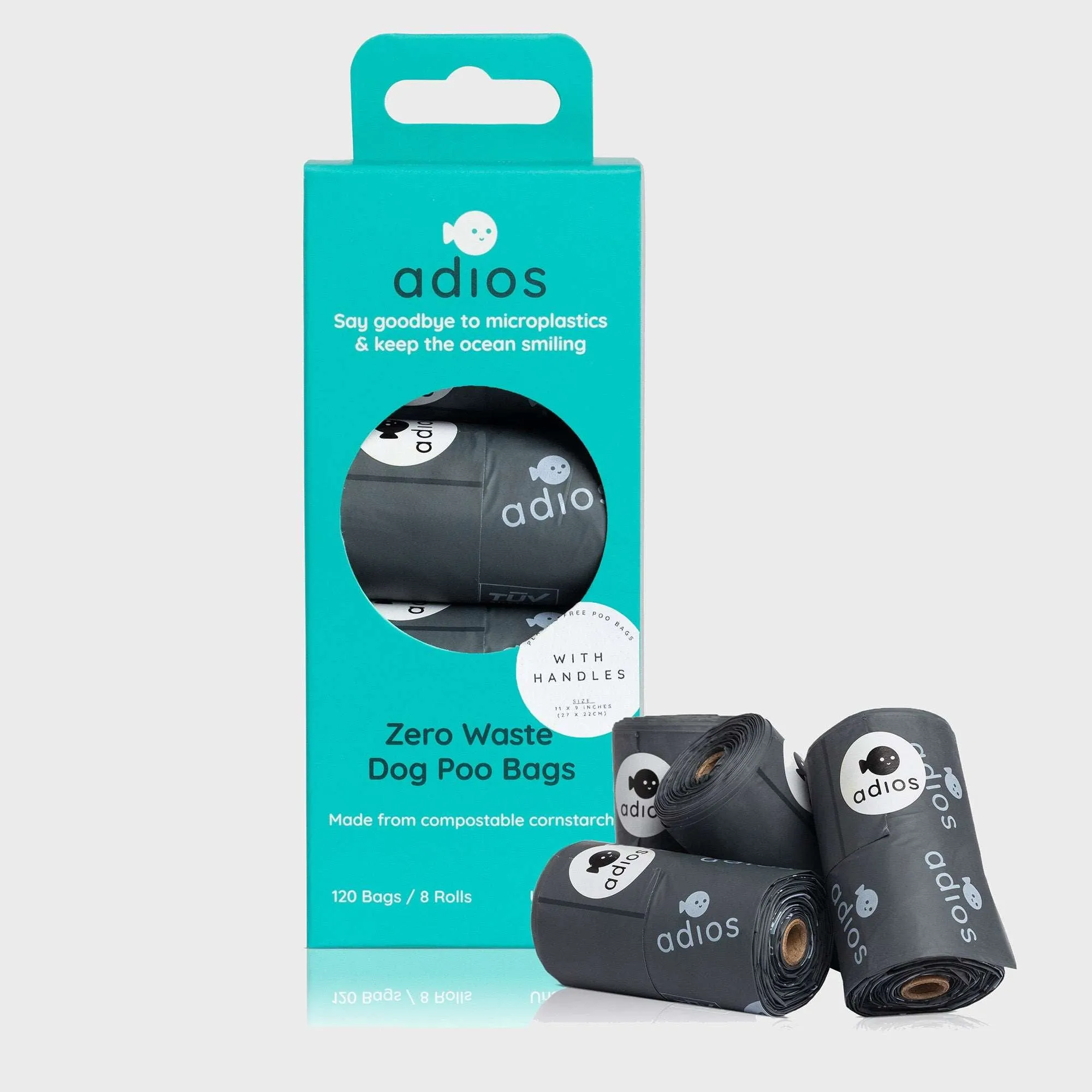 Compostable Dog Poo Bags with Handles from Adios