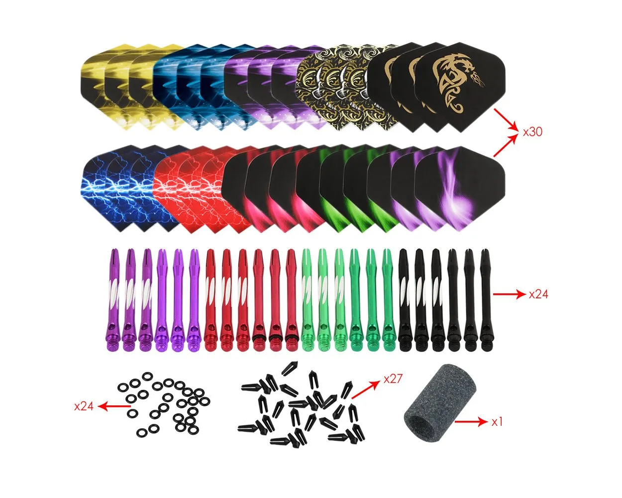 Darts Set with Aluminum Dart Shafts Colorful Nylon Tip Darts Set