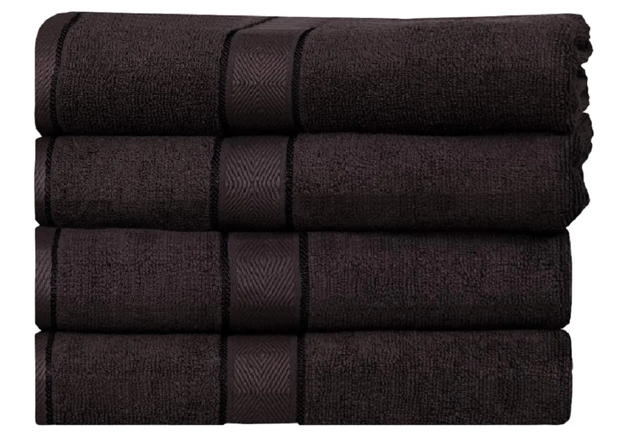 Divine Elysian - Premium,100% Natural Ring-Spun Double ply Cotton Yarn,Soft,Extra Absorbent & Durable, Quick-Dry (Pack of 4 Bath Towel Set, Chocolate)