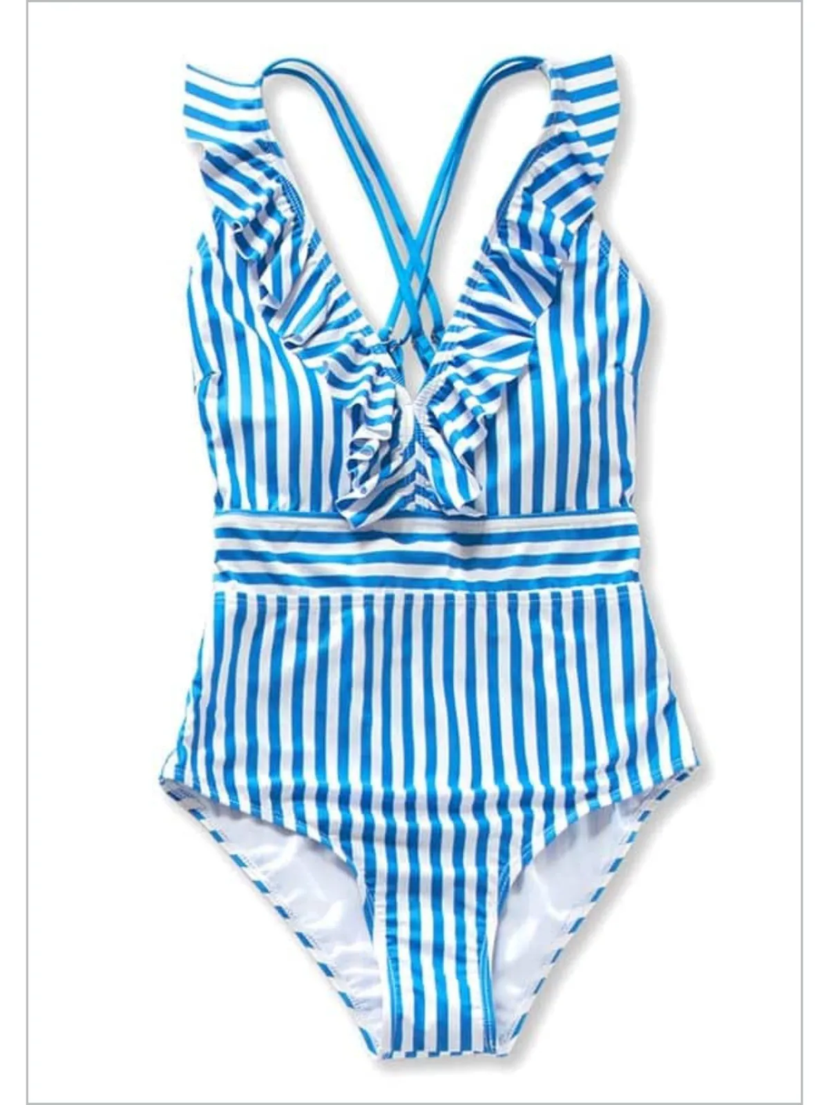 Family Style Into The Blue Striped Swimsuits