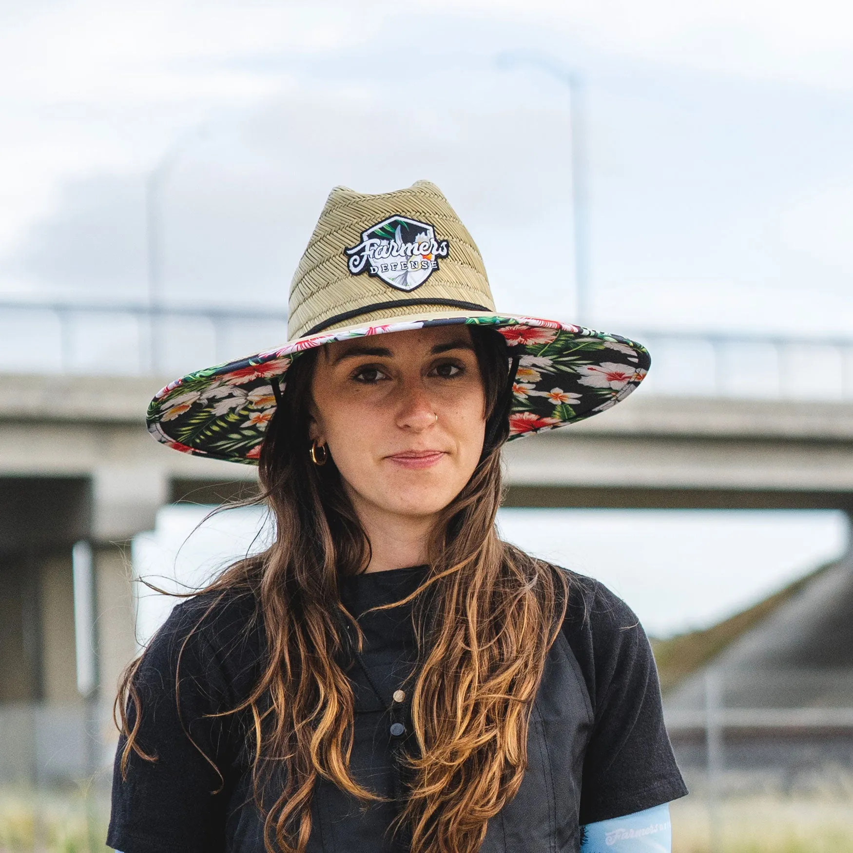 Farmers Defense Straw Hat - Tropical Flower