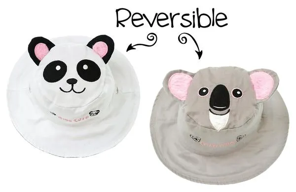 FlapJackKids - Reversible Kids' Sun Hat - Panda / Koala