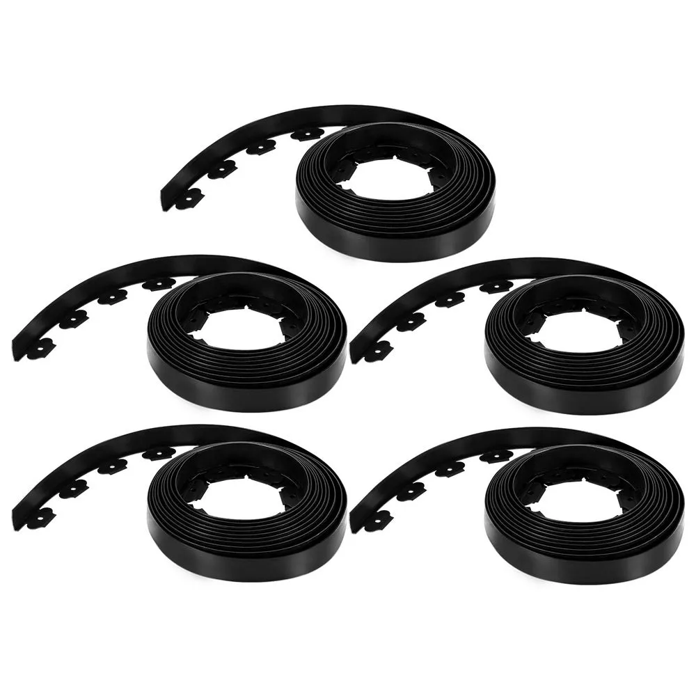 Flexible Lawn Garden Edging Black Set of 5 - Greenfingers