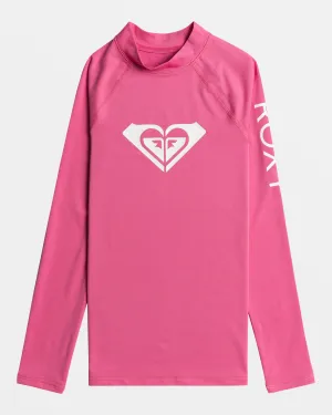 Girls 7-16 Whole Hearted Long Sleeve UPF 50 Rashguard - Shocking Pink