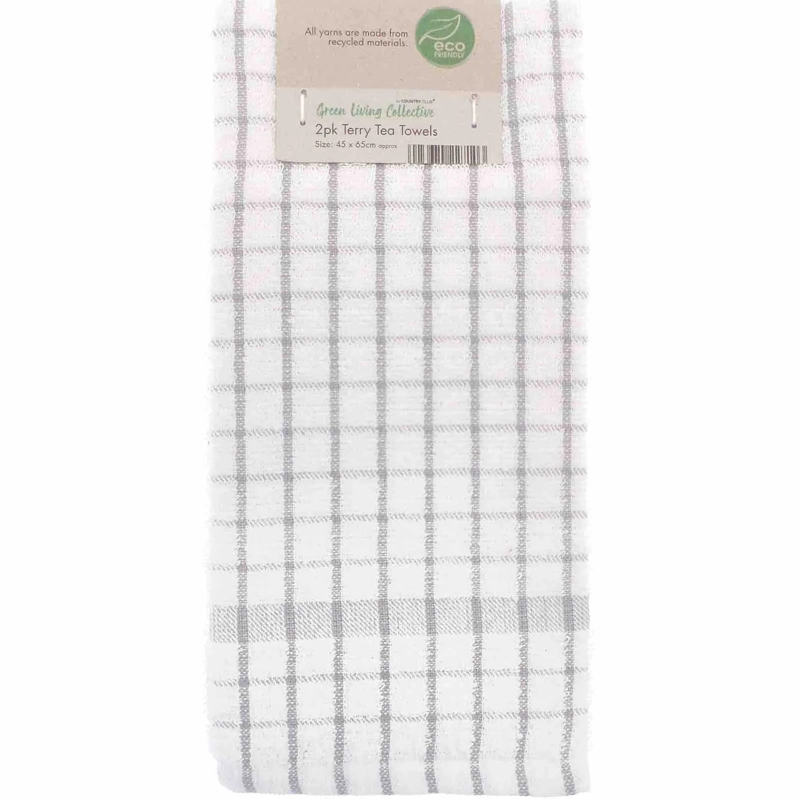 Green Living Recycled Pastel Terry Tea Towels (2 Pack)