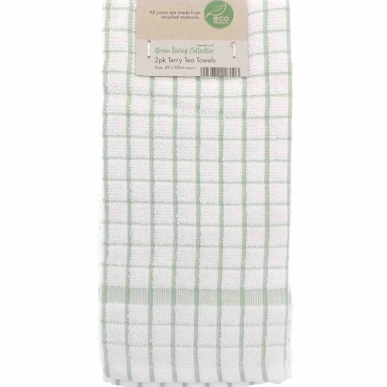 Green Living Recycled Pastel Terry Tea Towels (2 Pack)