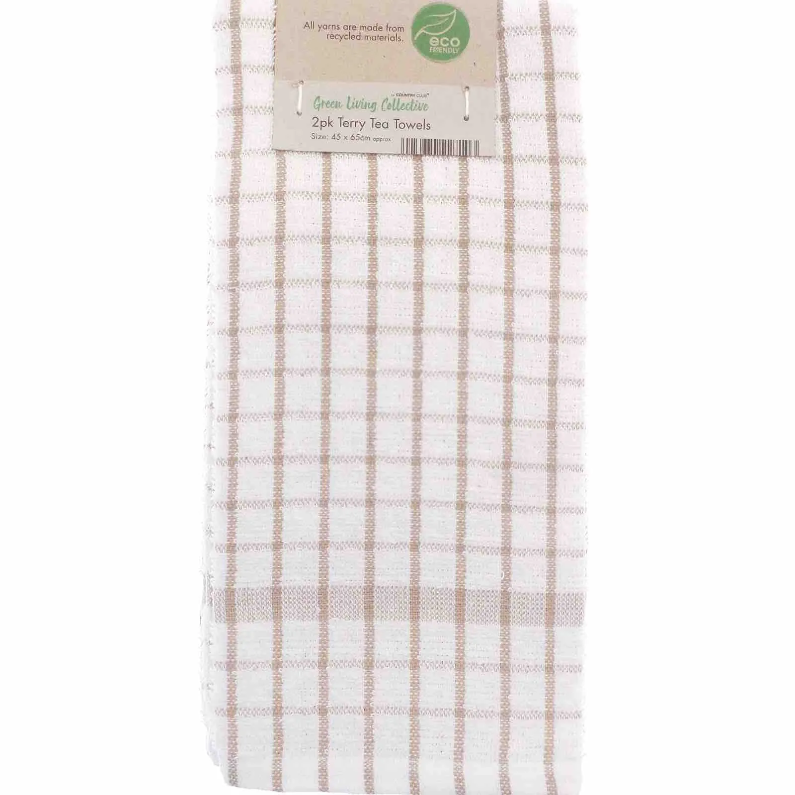 Green Living Recycled Pastel Terry Tea Towels (2 Pack)