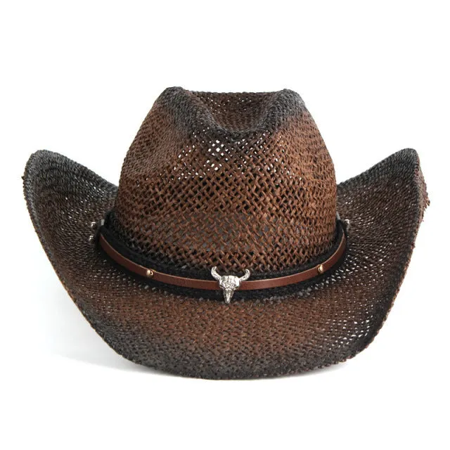 Handmade Weave Hollow Western Cowboy Hat For Men Women Summer Outdoor