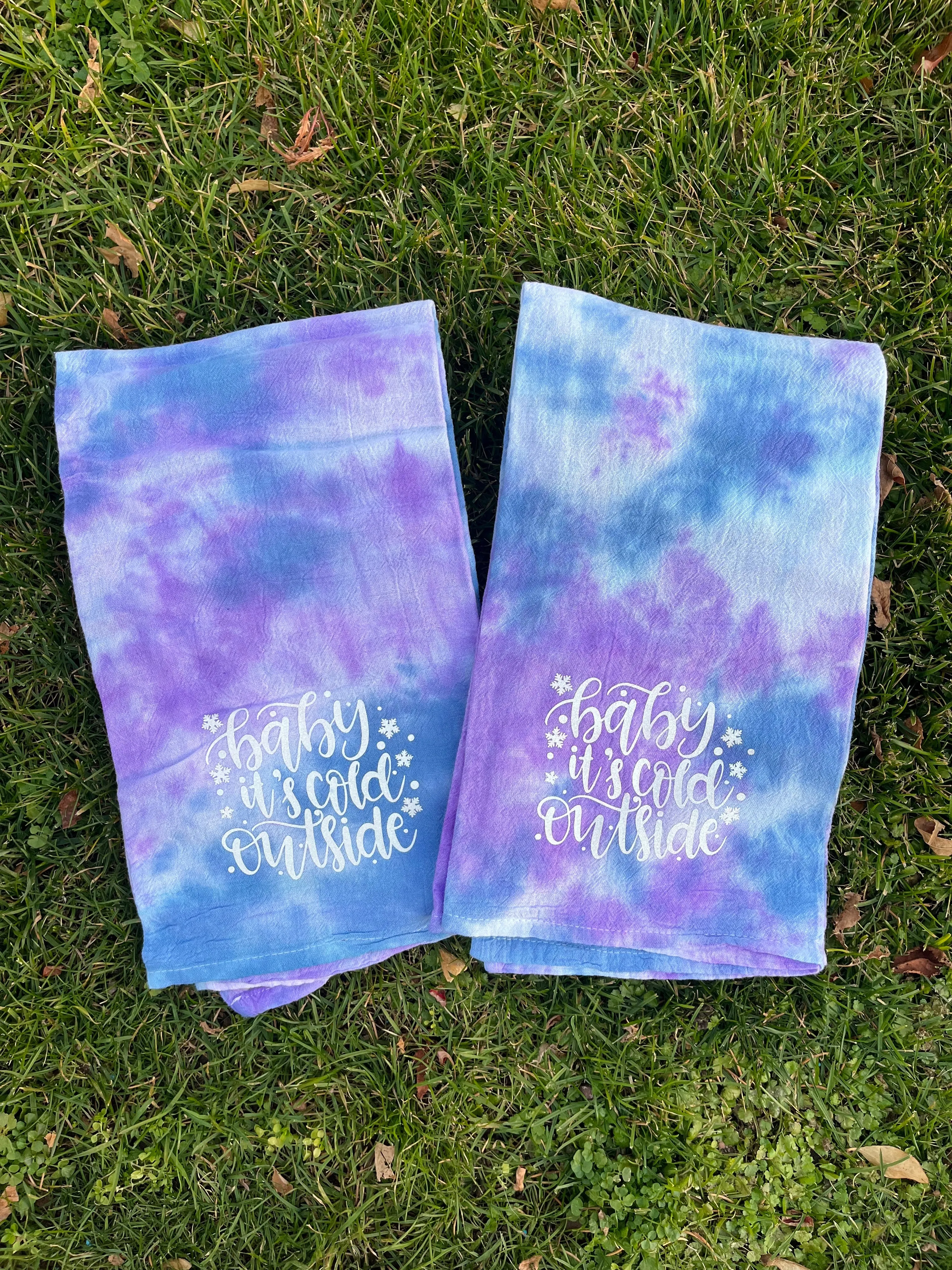 Holiday Tie-Dye Kitchen Towels - Baby It's Cold Outside