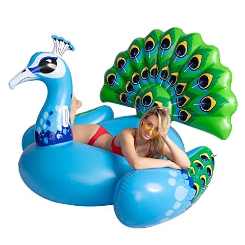 JOYIN Inflatable Peacock Pool Float, Fun Beach Floaties, Swim Party Toys, Pool Island, Summer Pool Raft Lounge for Adults & Kids