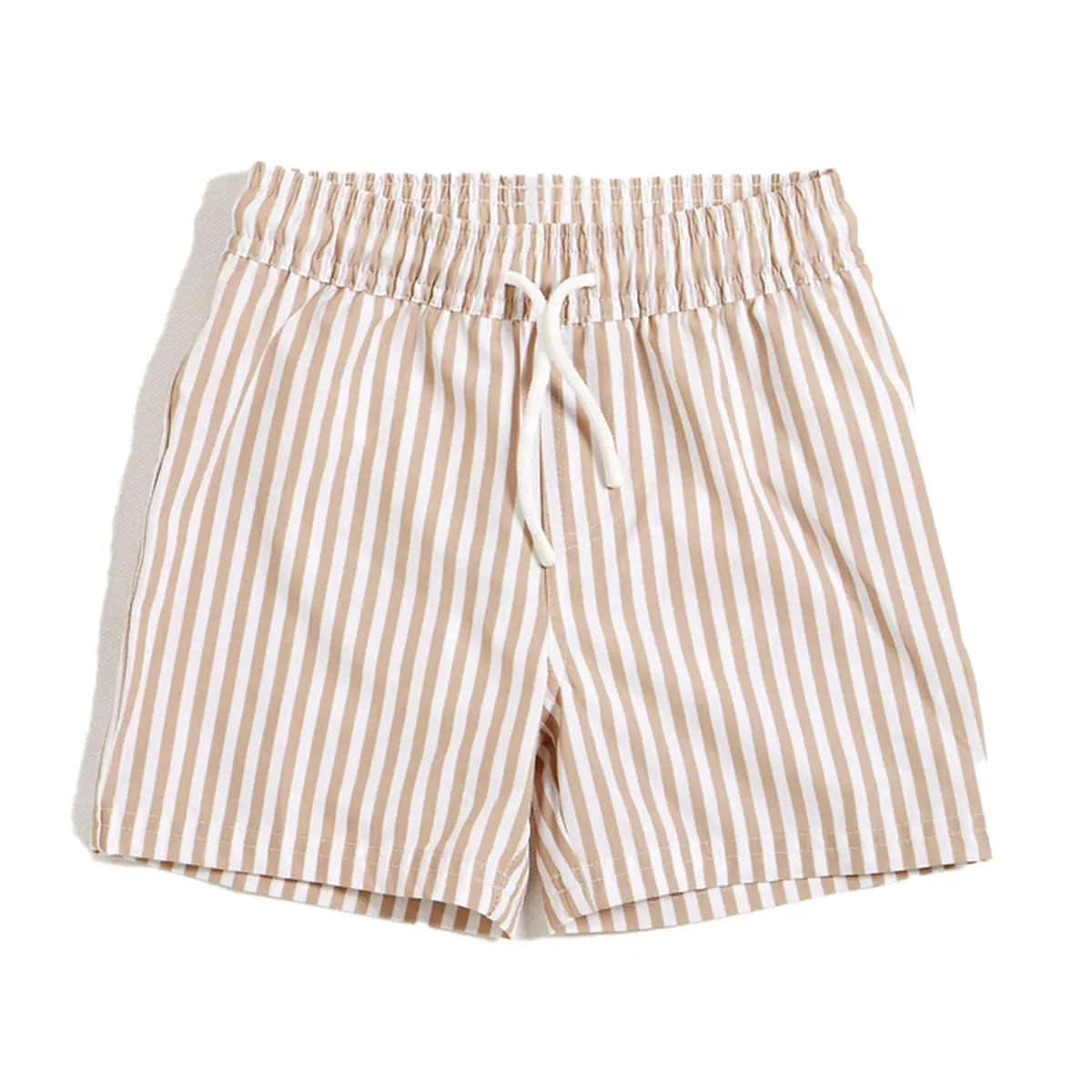 Khaki Striped Swim Trunks