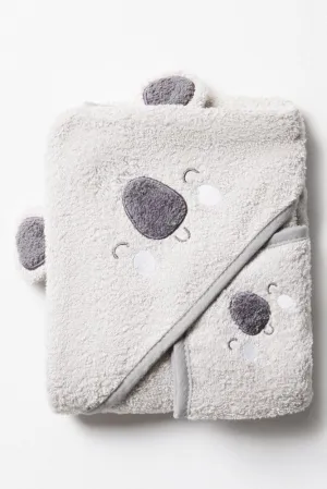 Koala Hooded Towel Set Grey