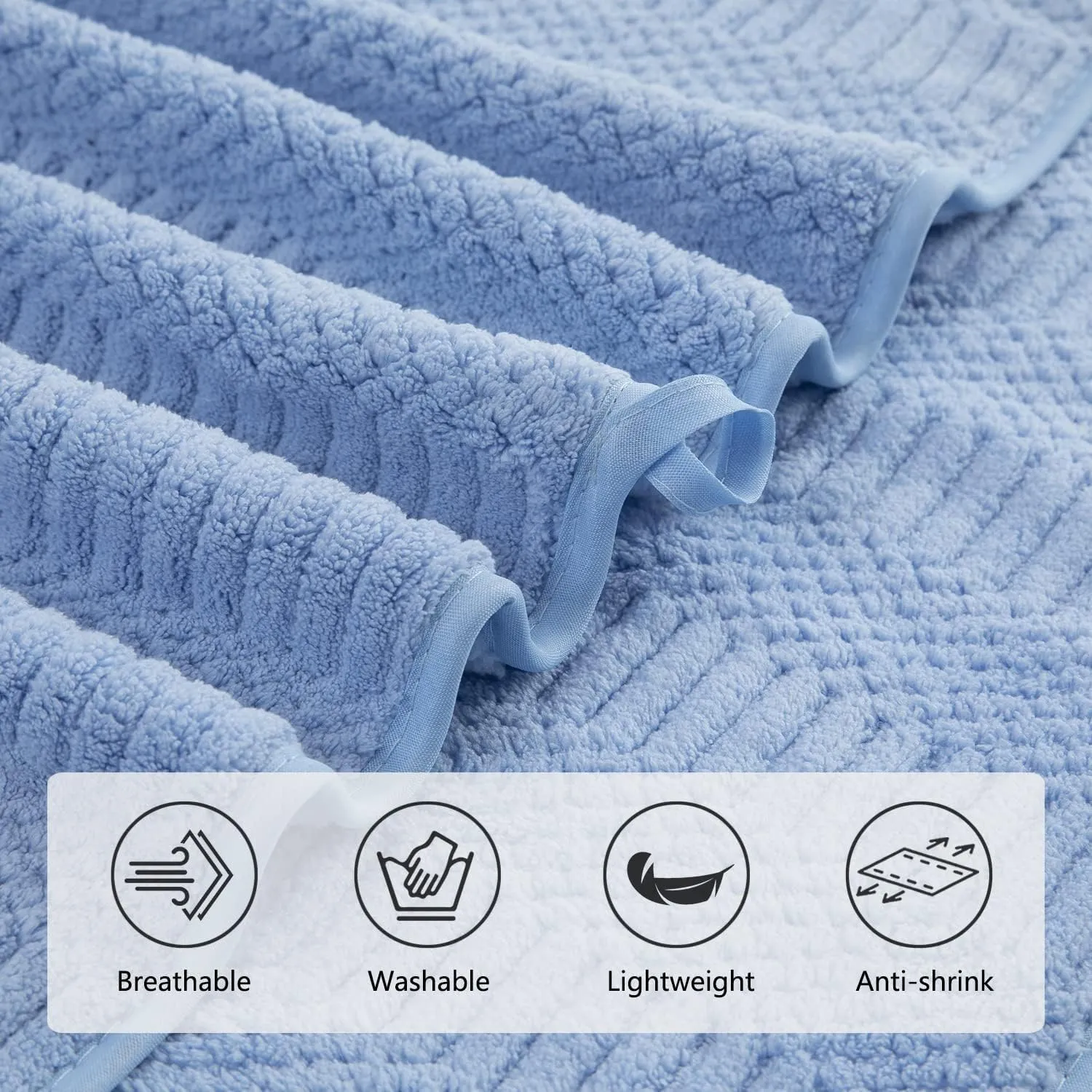 Kuber Industries Bath Towel for Men, Women|280 GSM|Extra Soft & Fade Resistant|Polyester Towels for Bath|Waffle Texture|Bathing Towel, Bath Sheet (Blue)