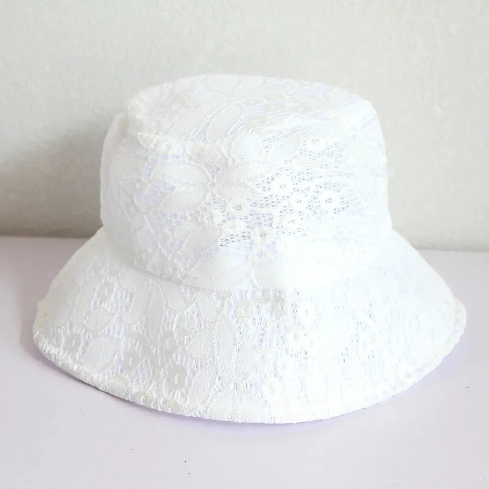 Lace Sun Hat White Black Summer Hats for Women Bucket Hats