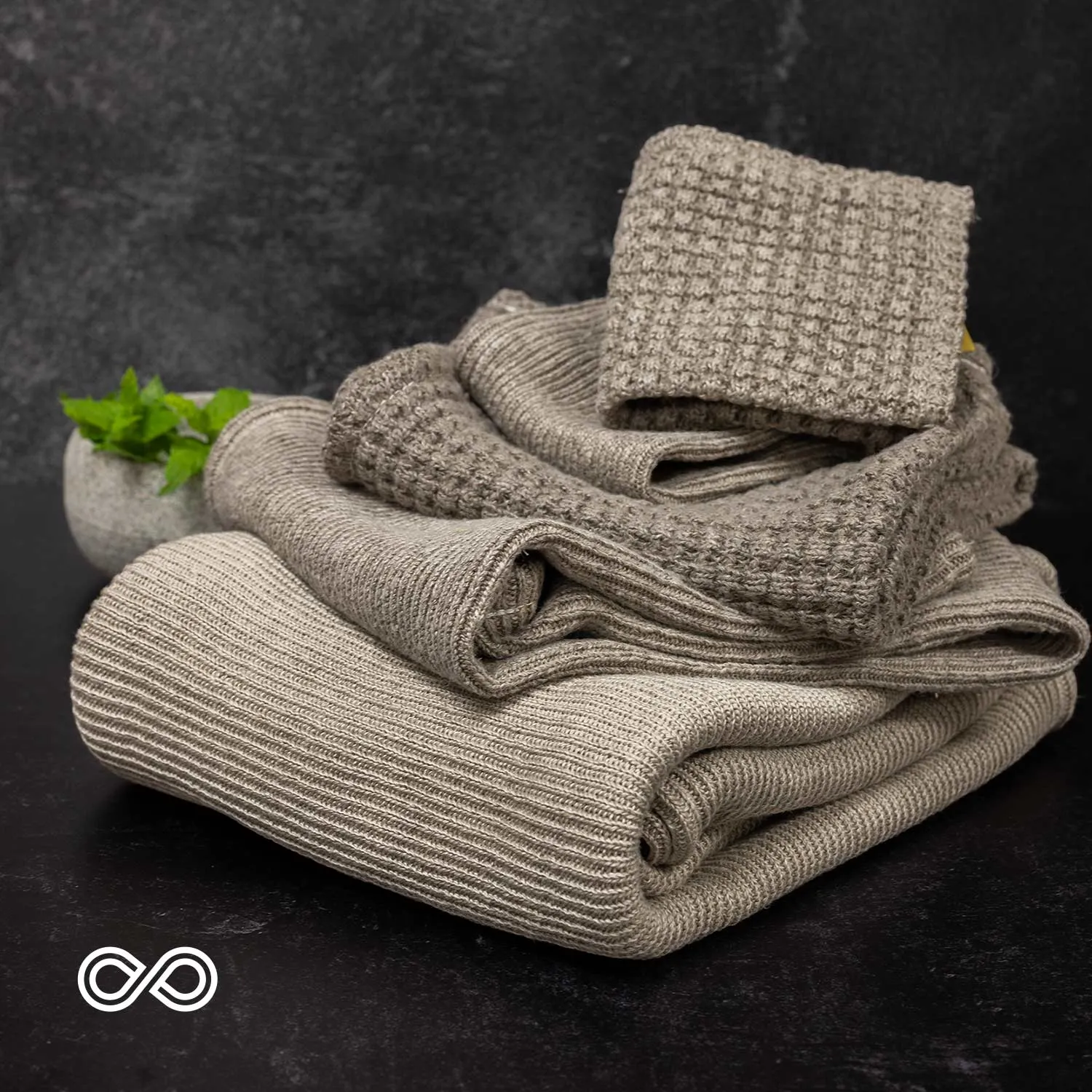 LONDONBERRY 100% Organic Linen Knit Towels (OC Thread) (No Plastic, No Polyester, No Synthetics) (100% Biodegradable)