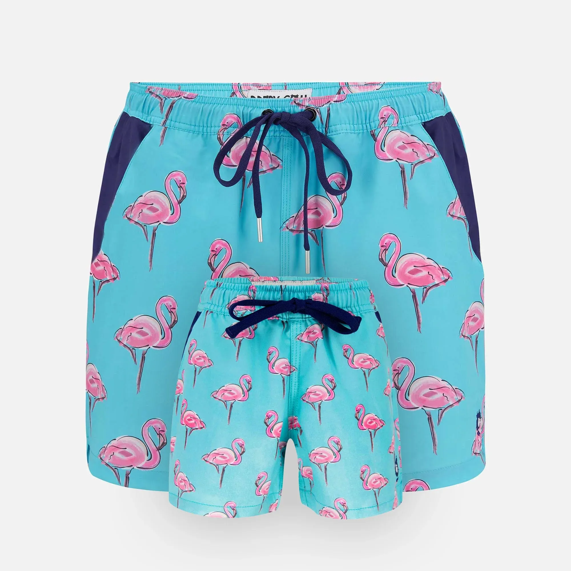 Matching Father & Son Flamingo Swim Shorts with Waterproof Pocket