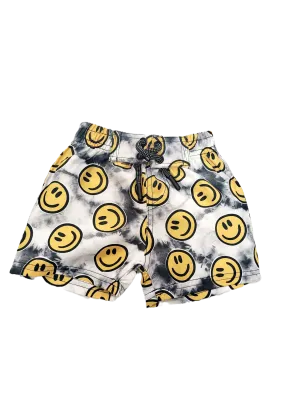 Mish Mish Black & White Tie Dye w/ Yellow Smiley Faces Board Short