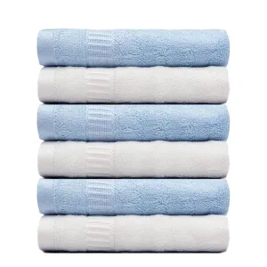 Mush Bamboo White Hand Towels Set Of 6 | 100% Bamboo | Ultra Soft, Absorbent & Quick Dry Towel For Daily Use. Gym, Pool, Travel, Sports And Yoga | 75 X 35 Cms | 600 Gsm Pack Of 6