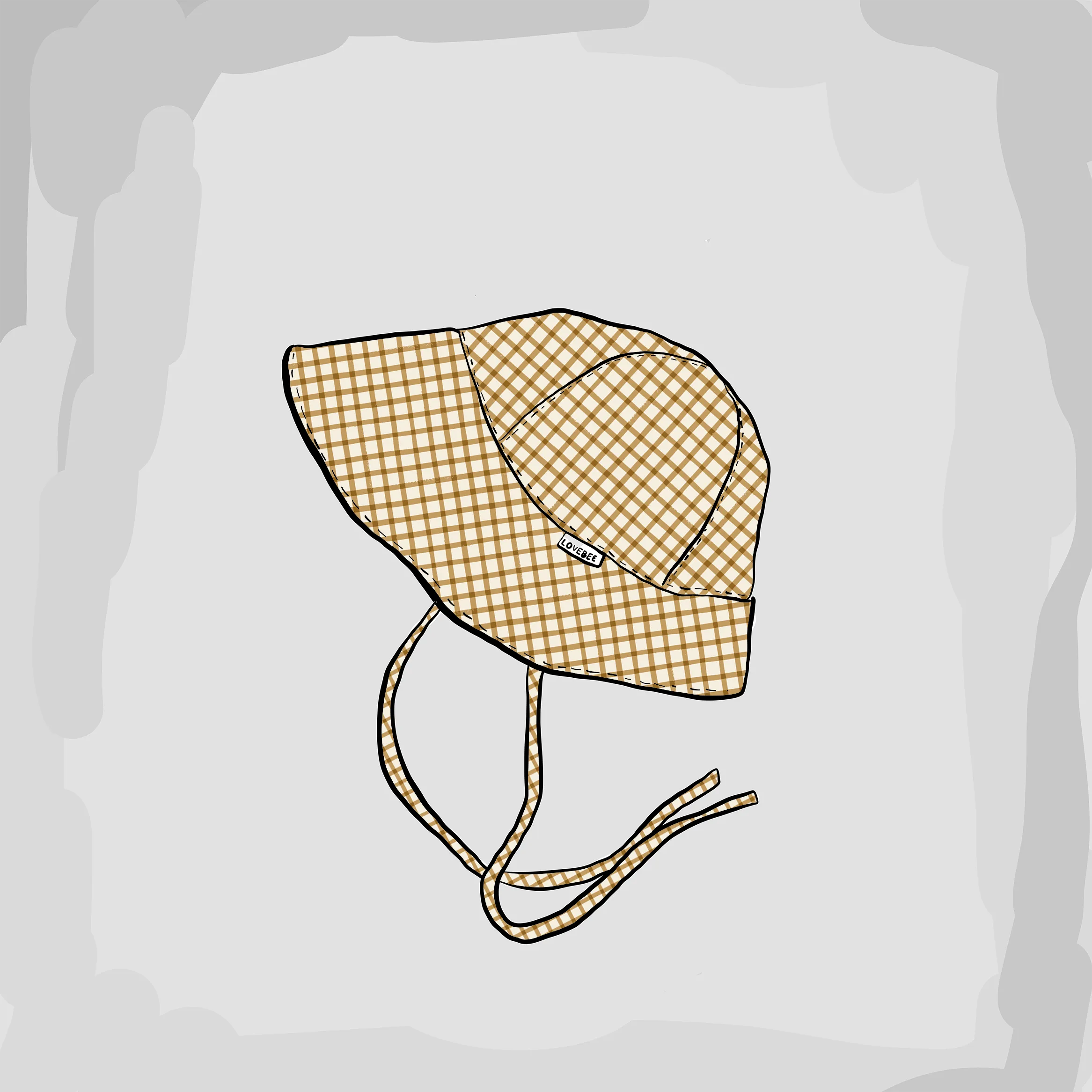 Mustard Gingham Brimmed Sun Hat