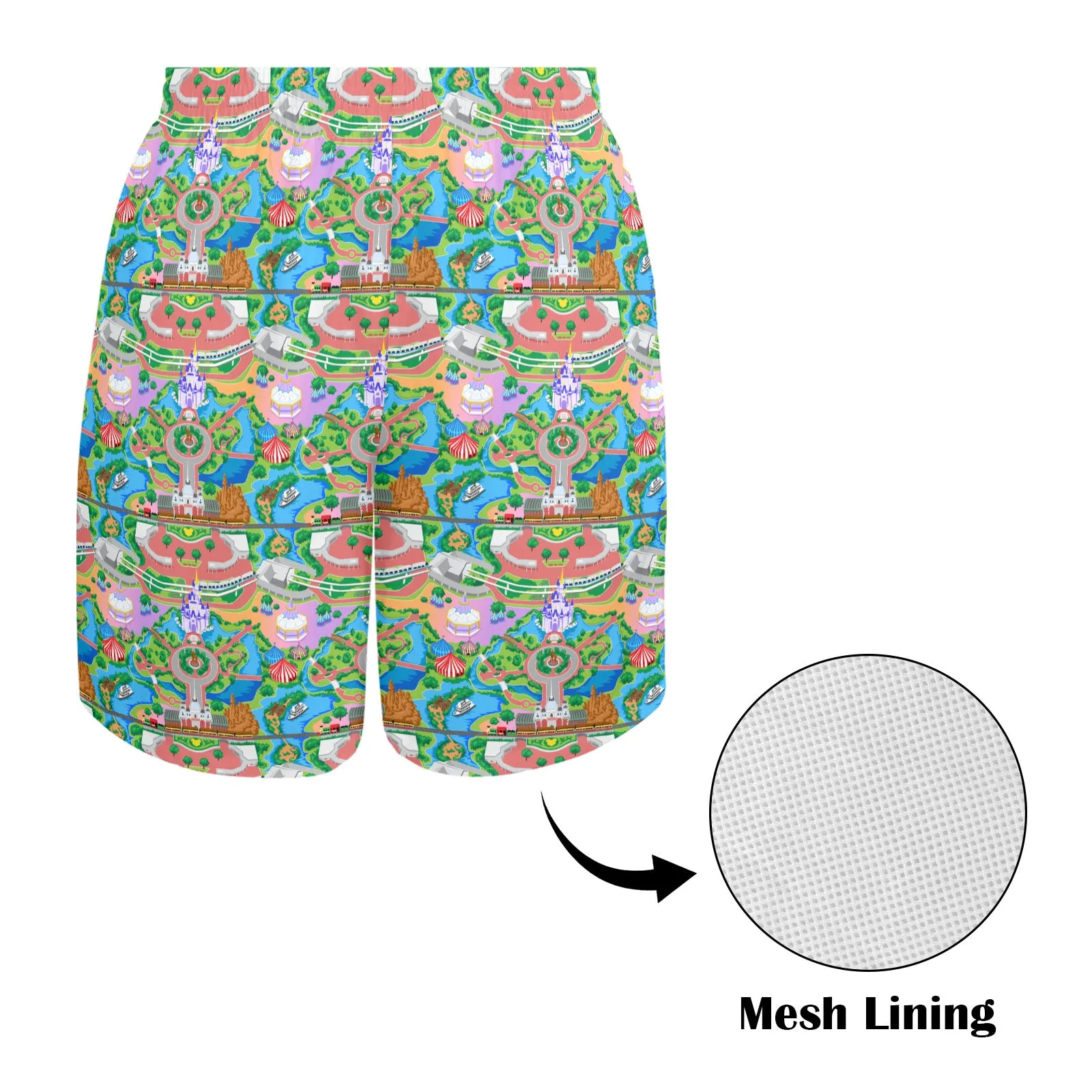 Park Map Men's Swim Trunks Swimsuit