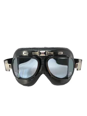 Red Baron Aviator/Flying Goggles Flat Lens for Open Face Helmets - Highway Hawk H02-913