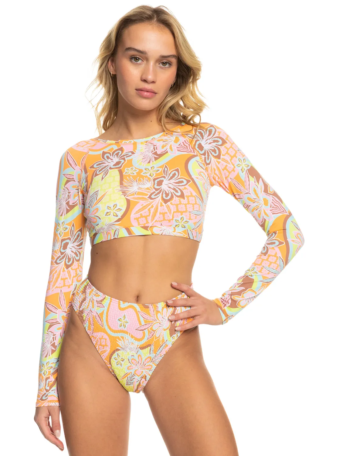 Roxy Delic Long Sleeve Cropped Rashguard - Mock Orange Roxy Delic