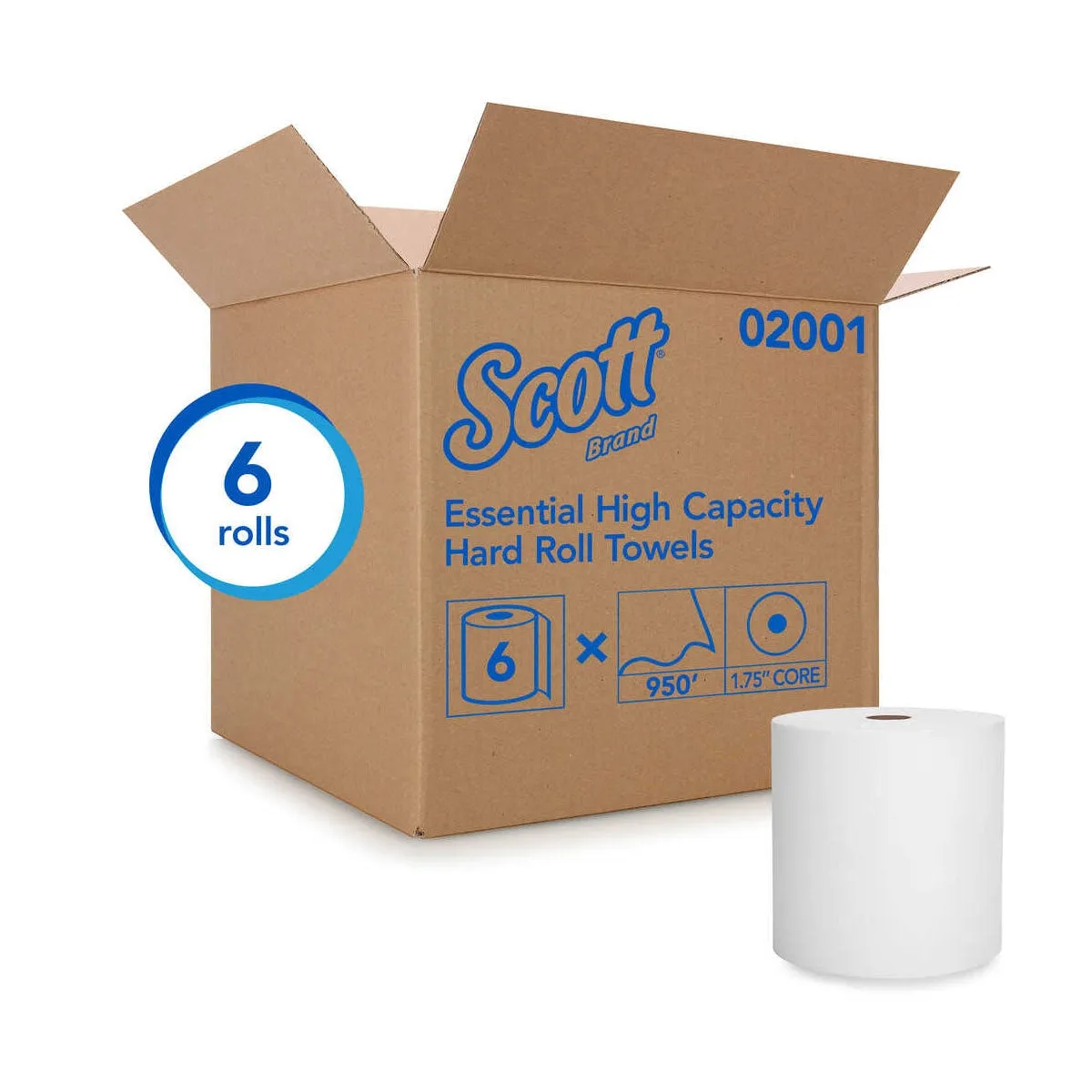 Scott® Essential™ High Capacity (8" x 950') Hard Roll Towels - 6 Rolls