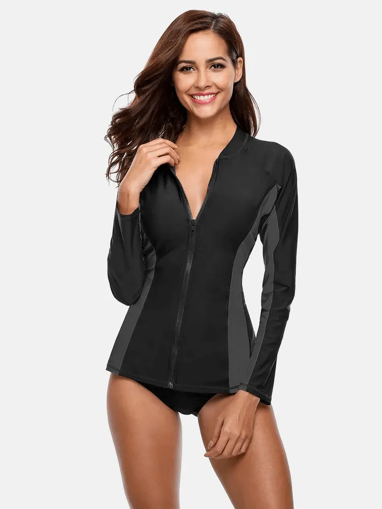 Stylish Separate Women's Rash Guard with Long Sleeves - SF1891