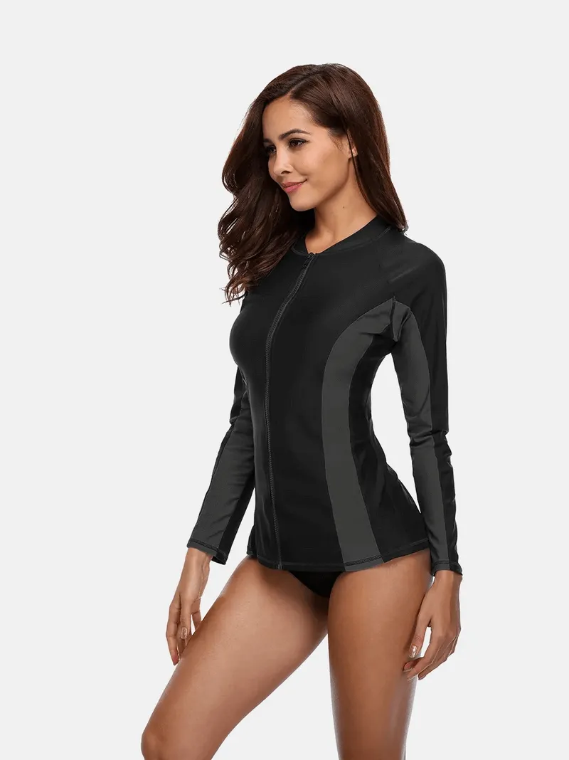 Stylish Separate Women's Rash Guard with Long Sleeves - SF1891