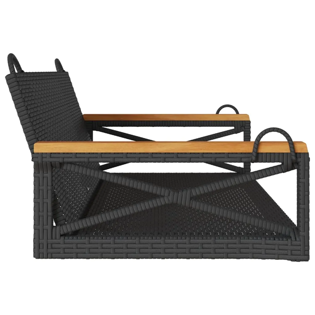 Swing Bench Black 42.9"x24.4"x15.7" Poly Rattan