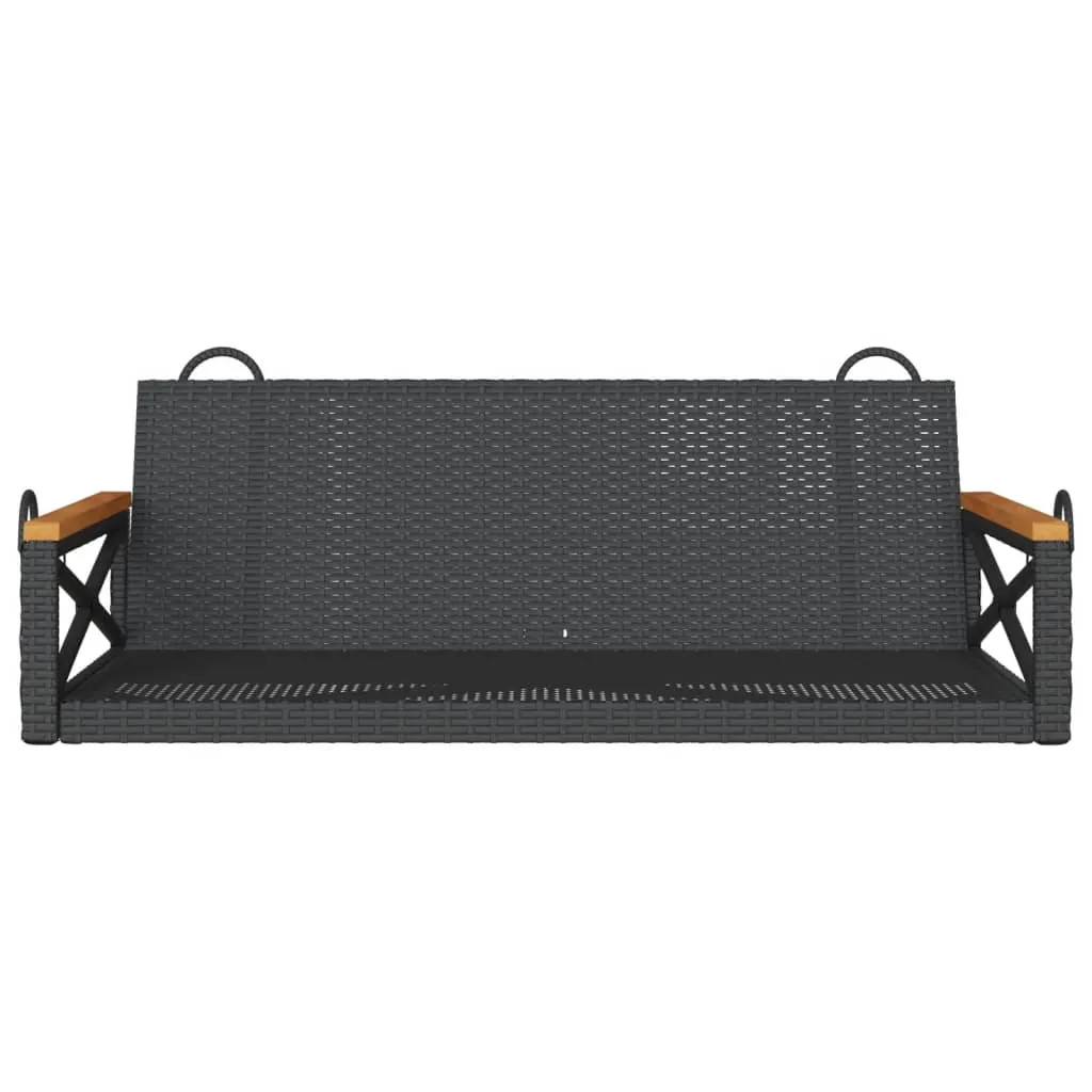 Swing Bench Black 42.9"x24.4"x15.7" Poly Rattan